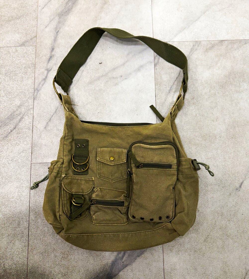 Military Surplus Olive Drab Canvas Shoulder Bag Messenger Style Militaria